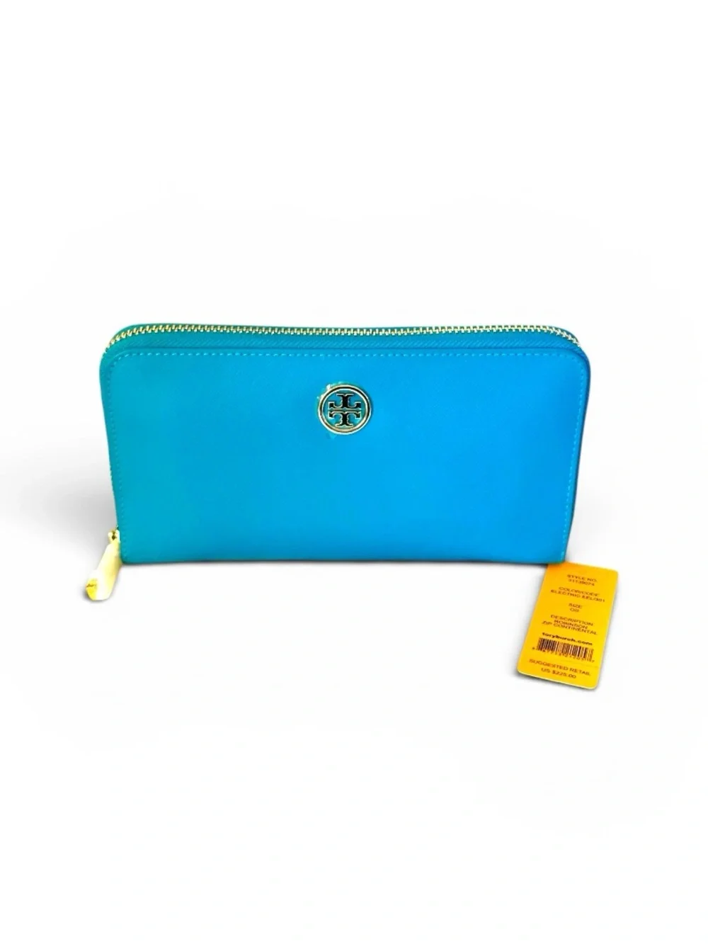 Tory Burch Robinson Leather Zip Around Wallet-Electric EEL Blue